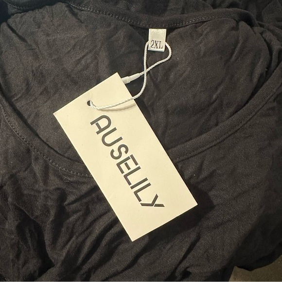 Auselily women's XXL Black soft maxi dress with slits, nwt - Picture 4 of 5